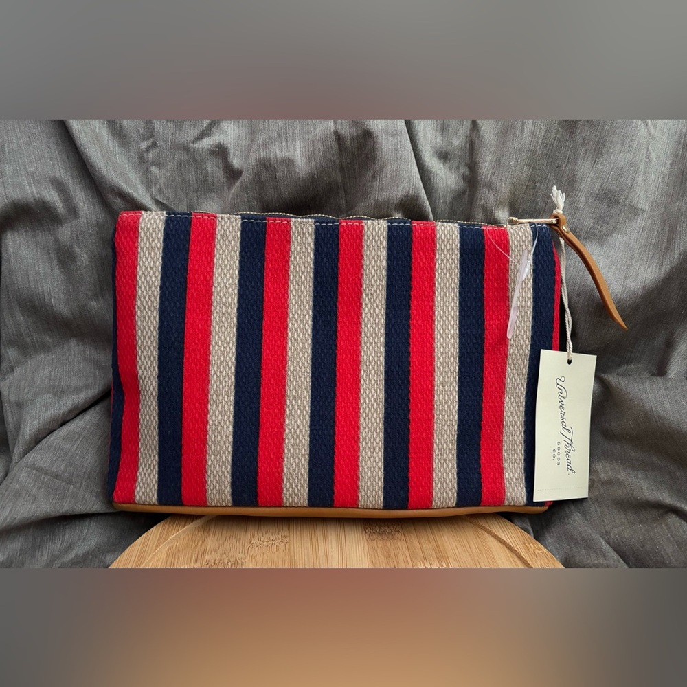 Universal Tread Striped Canvas Clutch Cosmetic Bag, NWT